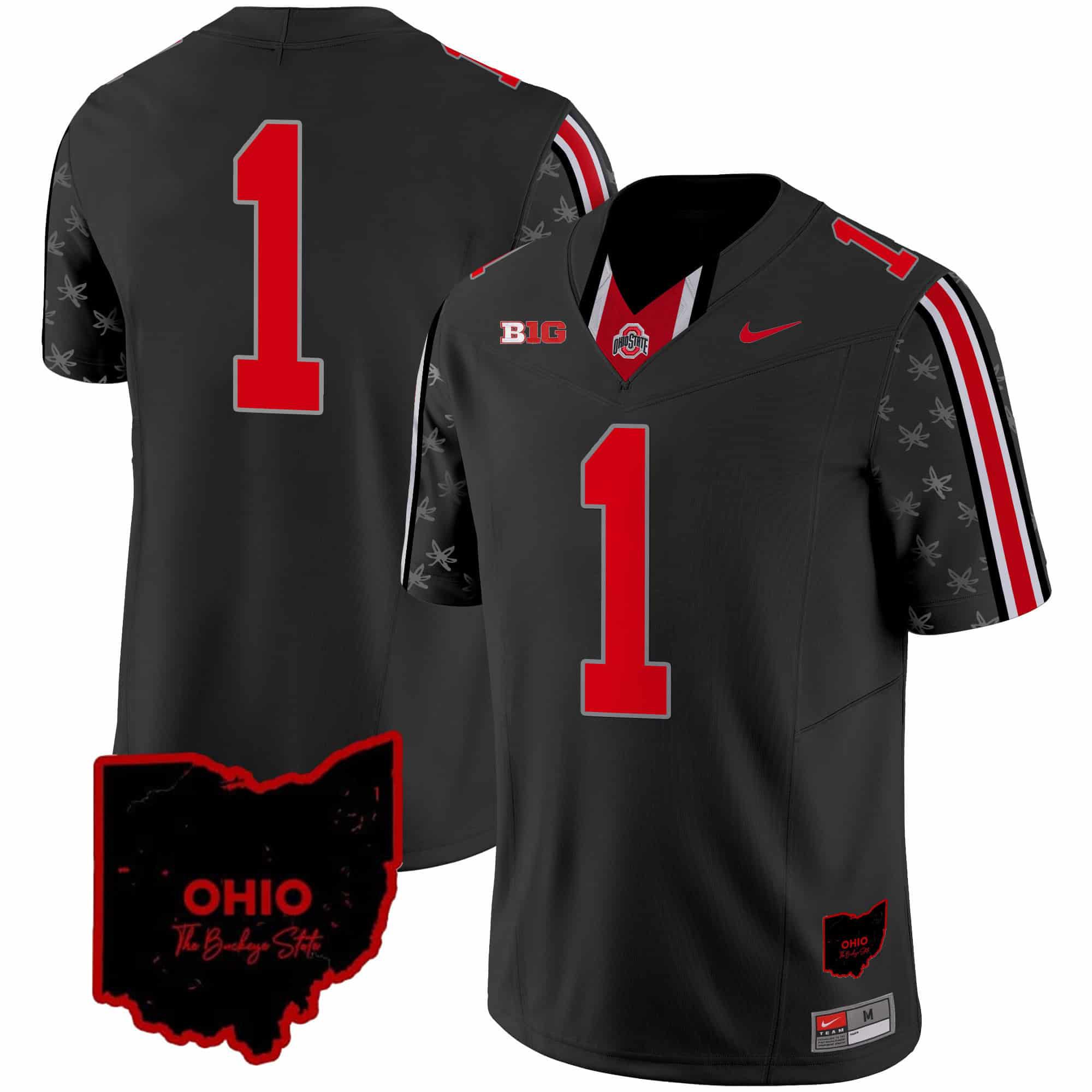 Men Ohio State Buckeyes #1 No Name Black 2024 Nike Home Patch Vapor Limited NCAA Jersey